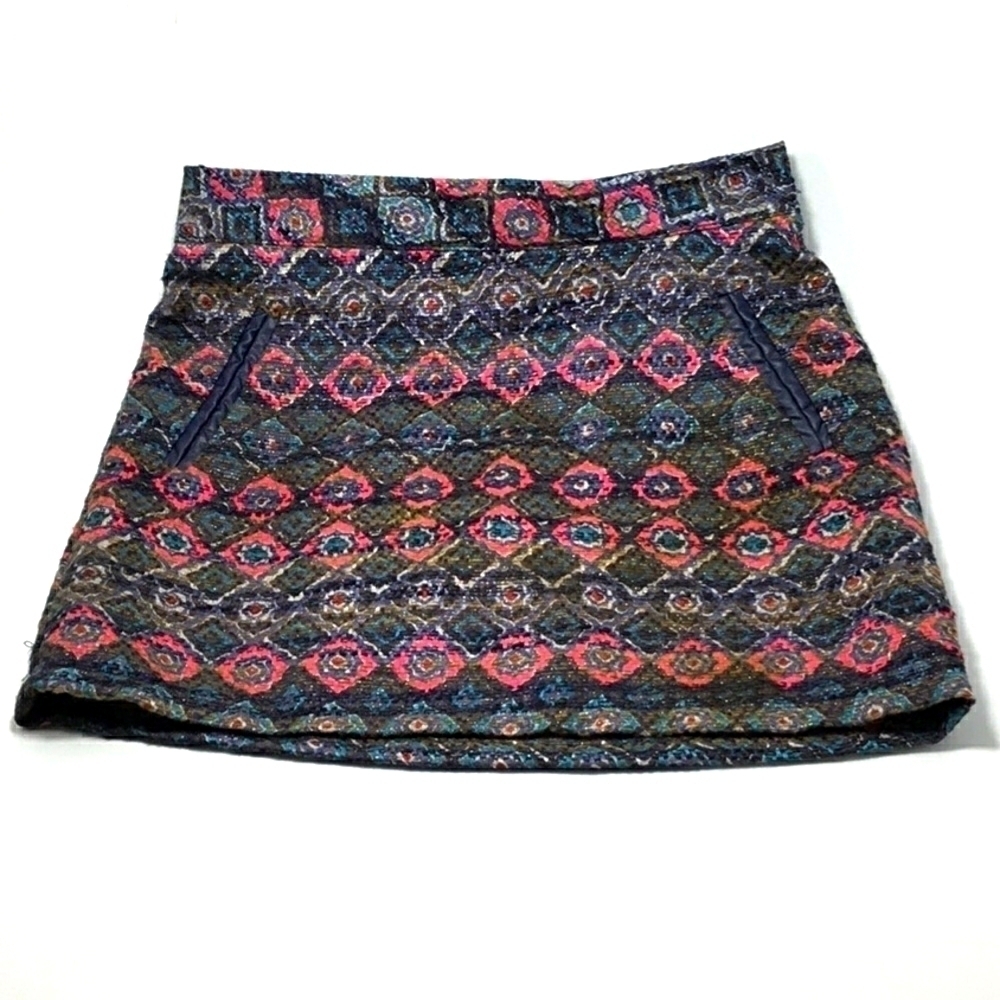 Genuine Kids From Oshkosh Pink Navy Blue and Metallic Embroidered Skirt Size 5T